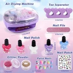 Golray Kids Nail Polish Set For Girls, All-in-One Nail Art Kit - Nail Dryer/ Nail Polish/ Glitter Powder/ False Nails/ Nail Decals/ Toe Separator/File, Age 3-12 Little Girl Gift 9 Golray Kids Nail Polish Set For Girls, All-in-One Nail Art Kit - Nail Dryer/ Nail Polish/ Glitter Powder/ False Nails/ Nail Decals/ Toe Separator/File, Age 3-12 Little Girl Gift -Folkmanis Toys Shop 512B53TM4JL