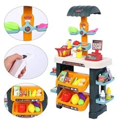 Muuxien Microphones Kids With Stand Grocery Game Store Children’S Gifts Girl Supermarket Kitchen Toy Set With Scanner And Accessories, Pretend Game Food Shopping Toddler Pig -Folkmanis Toys Shop 512KVSpMjuL 7