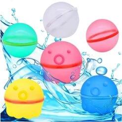 Reusable Water Balloons Quick Fill Self Sealing, 6 Pack Magnetic Refillable Water Bomb Splash Balls For Kids Outside Backyard Water Fight Fun Games Summer Beach Swimming Pool Party Supplies