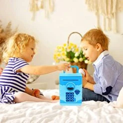 Yoego Cool Robot Electronic Password Piggy Bank - Great Gift Toy For Kids With Fun Lights & Sound Effects, Automated Bill Feeder, Coin Slot, PIN Protection & More, For Boys & Girls (Light Blue) -Folkmanis Toys Shop 512aKV55DaL