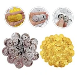 Toyvian 200pcs Pirate Gold Coin For Pirate Accessories Metal Pirate Coins Play Coins Treasures Party Decors Pretend Play Gold Coin Simulation Gold Coins Game Gold Coins -Folkmanis Toys Shop 512qfpyh5TL