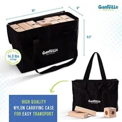 Giantville Giant Tumbling Timber Toy + Carry Bag + Dice - Jumbo JR. 54-Piece Wooden Stacking Tumble Blocks - Premium Pine Wood Life Size Tower Floor Game For Kids & Adults - Grows To Almost 4-Feet 13 Giantville Giant Tumbling Timber Toy + Carry Bag + Dice - Jumbo JR. 54-Piece Wooden Stacking Tumble Blocks - Premium Pine Wood Life Size Tower Floor Game For Kids & Adults - Grows To Almost 4-Feet -Folkmanis Toys Shop 512sfxulLqS