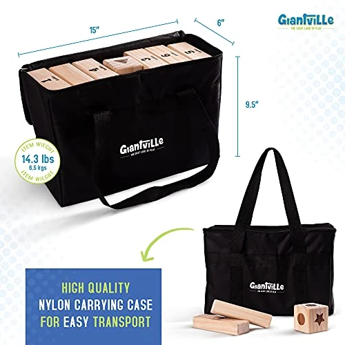 Giantville Giant Tumbling Timber Toy + Carry Bag + Dice - Jumbo JR. 54-Piece Wooden Stacking Tumble Blocks - Premium Pine Wood Life Size Tower Floor Game For Kids & Adults - Grows To Almost 4-Feet 5 Giantville Giant Tumbling Timber Toy + Carry Bag + Dice - Jumbo JR. 54-Piece Wooden Stacking Tumble Blocks - Premium Pine Wood Life Size Tower Floor Game For Kids & Adults - Grows To Almost 4-Feet - Image 3