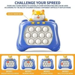 TEMI Pop Fidget Push Game, Handheld Game For Kids 6-8, Squeeze Sensory Push Bubble Stress Light Up Toy, Birthday Gifts For 8-12 Year Old Boys, Girls, Teens