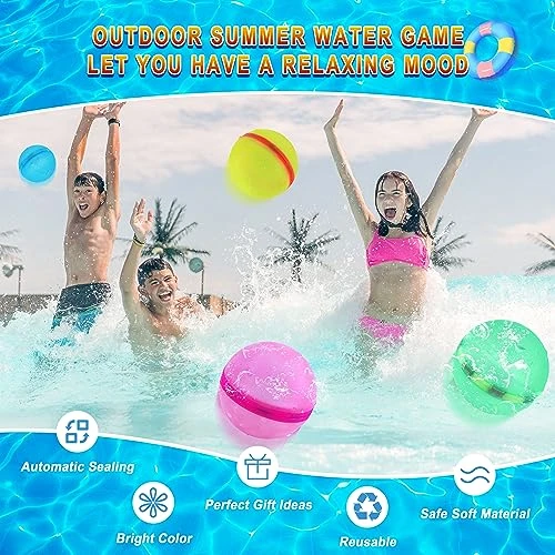 Reusable Magnetic Water Balloons,No Tying Easy Quick Fill, Summer Water Toys, Pool Toys,Refillable Water Balloons, Summer Fun Party Supplies,Bath Backyard Swimming Pool Party Supplies(12Pack) 4 Reusable Magnetic Water Balloons,No Tying Easy Quick Fill, Summer Water Toys, Pool Toys,Refillable Water Balloons, Summer Fun Party Supplies,Bath Backyard Swimming Pool Party Supplies(12Pack) - Image 2