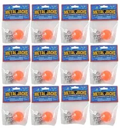 12 Mini Metal Jacks Game Sets - Tiny Classic Game - Party Favors - Gift Bags - Goody Bags/Prizes/Rewards Box - Bulk 1 Dozen
