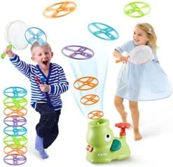 YYDeek Outside Toys For Kids Ages 4-8, Flying Disc Launcher Toy, Outdoor Sport Gifts For Children Boys And Girls, Flying Toy With 8 Saucers, Best Kids Outdoor Toys Garden Games For Backyard -Folkmanis Toys Shop 5139gVM2UHL. AC