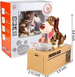 Kids Dog Piggy Bank, Piggy Bank, Robotic Coin Munching Toy Money Box, Dog Stealing Coin Bank, Dog Wagging Head Tail Ears Spinning Deposit Box,for Kids The Best Gift (Brown) -Folkmanis Toys Shop 513JgeubgKL