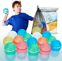 Hiliop Reusable Water Balloons For Kids, Splash Refillable Magnetic Water Balloons Bombs Self Sealing Quick Fill With Mesh Bag (12PCS) -Folkmanis Toys Shop 513PS6IV9WL. AC