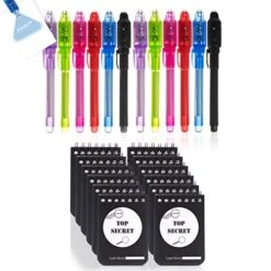 JOYRANGE 12-Pack Party Favors For Kids - Invisible Ink Pens (12) Top Secret Notepads (12) Great Idea For Party Favors And Games, Grab Bags, Birthday Party Favors