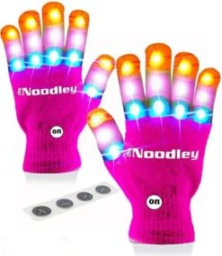 The Noodley Flashing LED Light Gloves Kids And Teen Sized With Extra Batteries Finger Toy Cosplay Halloween Costume Accessory Boys And Girls - Ages 8-12 (Medium, Black) -Folkmanis Toys Shop 513XiuVhwwL. AC 1