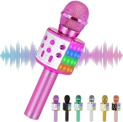 Niskite Wireless Karaoke Microphone For Kids, Gifts For 6 7 8 9 Year Old Girls, Girl Toys Age 4-12,Birthday Presents For 5 6 Year Old Children Blue -Folkmanis Toys Shop 513YDf2AbkL. AC