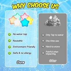 Reusable Water Balloons Quick Fill, Magnetic Water Balloons Self Sealing Refillable Water Balloons Water Toys Pool Toys For Kids Adults Water Fight Outdoor Games (24pcs Star) 22 Reusable Water Balloons Quick Fill, Magnetic Water Balloons Self Sealing Refillable Water Balloons Water Toys Pool Toys For Kids Adults Water Fight Outdoor Games (24pcs Star) -Folkmanis Toys Shop 513jdeFIepL 1