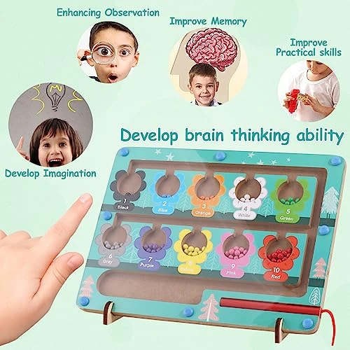 Dznils Magnetic Color And Number Maze Toddler Wooden Magnet Board Puzzles Toy With Magnetic Pen Color Matching Sorting Game Educational Matching Games Fine Motor Skills Toys For Kids Boys Girls 5 Dznils Magnetic Color And Number Maze Toddler Wooden Magnet Board Puzzles Toy With Magnetic Pen Color Matching Sorting Game Educational Matching Games Fine Motor Skills Toys For Kids Boys Girls - Image 3
