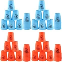 Lancisism 48Pcs Quick Stacking Cups Set, BPA-Free Material Sports Training Stacking Cup Game, Classic Family Game For Kids Adults Family, Great Gift Idea (Blue & Green & Purple & Red) -Folkmanis Toys Shop 5147gYnnoeL. AC