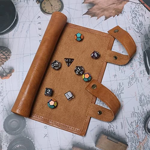 Dice Mat With Storage, 2 In 1 PVC Leather Dice Rolling Tray, Portable DND Dice Game Accessory, Brown 7 Dice Mat With Storage, 2 In 1 PVC Leather Dice Rolling Tray, Portable DND Dice Game Accessory, Brown - Image 5