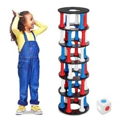 E-Jet Tumbling Giant Tower Game Stacking Game For Adults & Teen - Party Game & Table Game Night, Multi-Colored, Jumbo (EOL249402021)