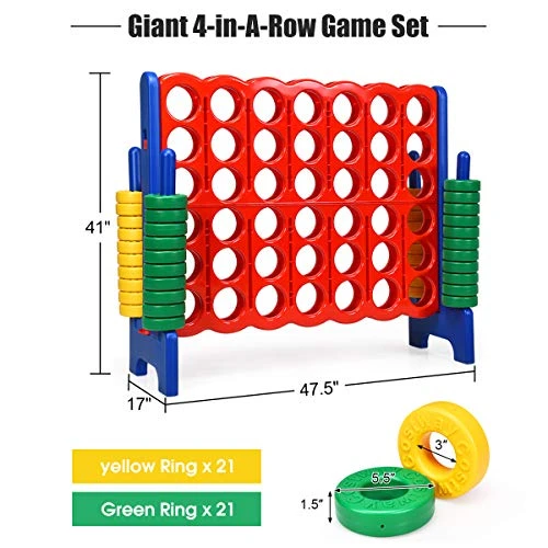 Safeplus Giant 4 In A Row Classic Game Set, 47” Jumbo 4-to-Score Toy Set,Fun Indoor & Outdoor Connect Four Games For Kids Adults Family Party 4 Safeplus Giant 4 In A Row Classic Game Set, 47” Jumbo 4-to-Score Toy Set,Fun Indoor & Outdoor Connect Four Games For Kids Adults Family Party - Image 2