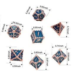 Dragon Scale Metal DND Dice Set Of 7 Pieces Polyhedron Steampunk Design D&D Dice Set With Gift Metal Box And Numbers For Dungeons & Dragons RPG Role Playing And Pathfinder Dice Games（Navy Blue -Folkmanis Toys Shop 514SaZ4RQUL