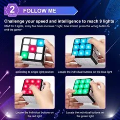 Flashing Cube Electronic Memory & Brain Game, RCPLAGA 7-in-1 Handheld Game For Kids, Smart Music Game Cube For Kids Boys And Girls, Fun Gift Toy For Kids Ages 6-12 Years Old -Folkmanis Toys Shop 514UJqcNRAL