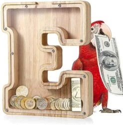 UBeesize Large Piggy Banks Twenty-Six English Alphabet Letter For Boys Girls, Wooden Personalized Bills And Coins Bank Money Box,DIY Name Birthday Gift,Bedroom Living Room Decoration(E) -Folkmanis Toys Shop 514aIKQKiqL. AC