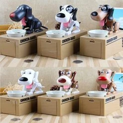 Kids Dog Piggy Bank, Piggy Bank, Robotic Coin Munching Toy Money Box, Dog Stealing Coin Bank, Dog Wagging Head Tail Ears Spinning Deposit Box,for Kids The Best Gift (Brown) -Folkmanis Toys Shop 514iD1KKmpL