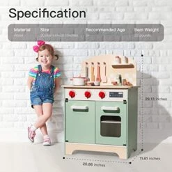 ROBUD Kids & Toddlers Kitchen Playset, Wooden Pretend Play Kitchen Set Toy Gift For Girls & Boys -Folkmanis Toys Shop 514tjWFvByL