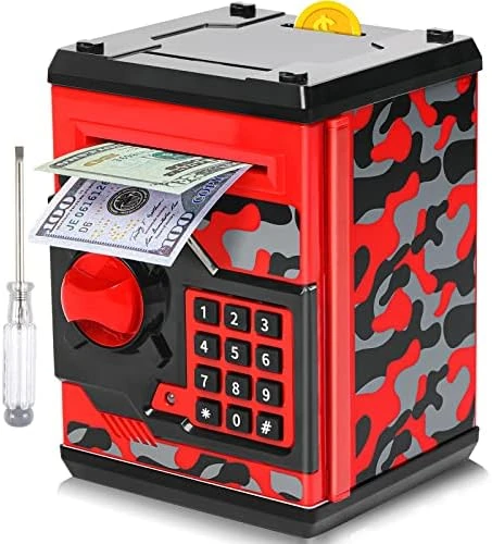 ATM Piggy Bank For Boys Girls, Vcertcpl Mini ATM Coin Bank Money Saving Box With Password, Kids Safe Money Jar For Adults With Auto Grab Bill Slot, Great Gift Toy Bank For Kids(Camouflage Blue) 10 ATM Piggy Bank For Boys Girls, Vcertcpl Mini ATM Coin Bank Money Saving Box With Password, Kids Safe Money Jar For Adults With Auto Grab Bill Slot, Great Gift Toy Bank For Kids(Camouflage Blue) - Image 8