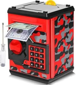 ATM Piggy Bank For Boys Girls, Vcertcpl Mini ATM Coin Bank Money Saving Box With Password, Kids Safe Money Jar For Adults With Auto Grab Bill Slot, Great Gift Toy Bank For Kids(Camouflage Gray) -Folkmanis Toys Shop 514upn0RZ2L. AC