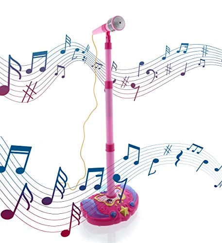 Mozlly Super Star Playset Karaoke For Kids - Pink Microphone With Adjustable Mic Stand, Buit-in Jack & Speaker For MP3 Player, Play And Sing Along With Music & Lights, Karaoke Entertainment For Kids 7 Mozlly Super Star Playset Karaoke For Kids - Pink Microphone With Adjustable Mic Stand, Buit-in Jack & Speaker For MP3 Player, Play And Sing Along With Music & Lights, Karaoke Entertainment For Kids - Image 5
