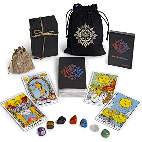 Prophet Tarot Cards With Guide Book, 78 Original Tarot Cards Deck Fortune Telling Game For Beginners Expert Readers, Classic Traditional Tarot Size 4.8" X 2.76" (Black) 3 Prophet Tarot Cards With Guide Book, 78 Original Tarot Cards Deck Fortune Telling Game For Beginners Expert Readers, Classic Traditional Tarot Size 4.8" X 2.76" (Black)