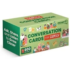 Prompta 600 Conversation Cards For Families – Fun Conversation Starters Card Game For Adults And Families – Road Trip Must Have Travel Game To Get To Know Your Family - Kids Dinner Time