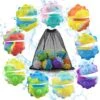 Reusable Water Balloons For Kids, Silicone Refillable Water Balloons, Water Splash Balls Summer Water Toy For Boys Girls With Mesh Bag, Pool Beach Outdoor Water Fight Games (9PCS) -Folkmanis Toys Shop 5152srTQmHL