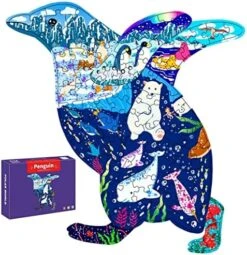RELOVS Jigsaw Puzzles For Kids Ages 4-8, 8-10, Children Interesting Animal Shaped Puzzle Learning Educational Toys Gifts Games For Boys And Girls (Crocodile-154 Pieces) -Folkmanis Toys Shop 5157mVz7FdL. AC