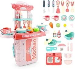 KidEwan Kids Kitchen Playset, 31 Pcs Pretend Play Kitchen Mini Suitcase With Cooking Accessories Little Chef Educational Toy Cookware For Toddlers Boys Girl Ages 3 4 5 6 7 8 -Folkmanis Toys Shop 515BfDJPUnL. AC