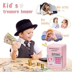 Pink Piggy Bank Cash Coin Can ATM Bank Electronic Coin Money Bank Money Saving Box For Teen Girl Toy Age 4 8 10 12 With Password Code Lock For Kids 4 7 8 9 10 11 Year Old Girl Gift Hot Best Gifts Idea -Folkmanis Toys Shop 515ErCE5VZL