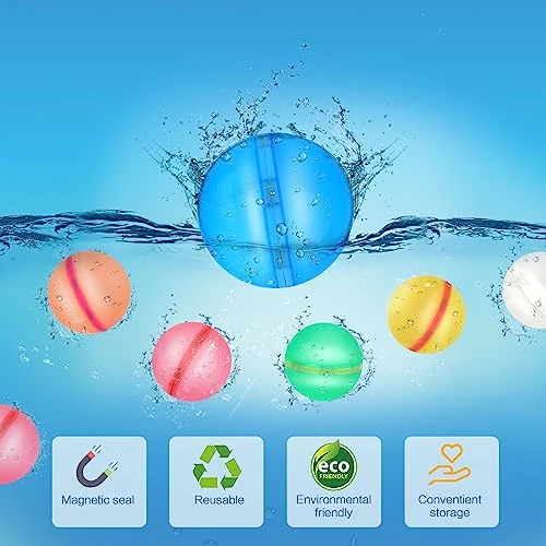 Tiwisses 12PCS Reusable Water Balloons Latex-Free Silicone Water Splash Ball Water Balloons Quick Fill Self-Sealing Water Bomb For Pool Beach Games Summer Fun Party Supplies 5 Tiwisses 12PCS Reusable Water Balloons Latex-Free Silicone Water Splash Ball Water Balloons Quick Fill Self-Sealing Water Bomb For Pool Beach Games Summer Fun Party Supplies - Image 3