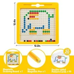 Magnetic Drawing Board For Toddlers Jumbo Magnetic Doodle Board With Magnetic Pen And Beads Magnetic Dot Art Educational Toddler Toys Travel Toys For 3 4 5 Year Old Boys Girls (12.5"x12.5") -Folkmanis Toys Shop 515JGDCDPbL