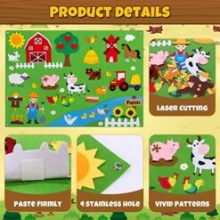 G.C Farm Animals Felt Board Story Set For Toddlers 84Pcs Preschool Storytelling Flannel Classroom Educational Learning Play Kit Wall Activity Hanging Gift For Kids - 40 Extra Stickers 7 G.C Farm Animals Felt Board Story Set For Toddlers 84Pcs Preschool Storytelling Flannel Classroom Educational Learning Play Kit Wall Activity Hanging Gift For Kids - 40 Extra Stickers -Folkmanis Toys Shop 515NNNFQeeL
