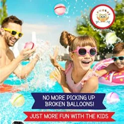 DaWikity Kids Reusable Water Balloons For Kids (12 Pack) - Self Sealing Splash Balls With Fully Enclosed Magnets In Silicone Seal - Safe Water Toys For Girls, Boys - Waterproof Storage Bag Included -Folkmanis Toys Shop 515XcZkLgOL