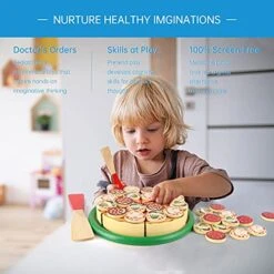 Vomocent Wooden Pizza Play Food,Pretend Cutting Food Toys,Kids Pizza Set, Kids Pizza Set Toy, Educational Montessori Toys For Kids Ages Over 3 Years -Folkmanis Toys Shop 515iTNwQ41S