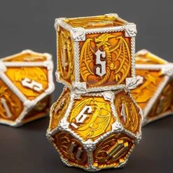 KERWELLSI Critical Role Playing Dice, Gold Metal DND Dice Set With Box, Dungeons And Dragons Dice, D And D Dice Set D&D, Polyhedral RPG Dice D20 D12 D10 D8 D6 D4 -Folkmanis Toys Shop 515mi6F2LJL