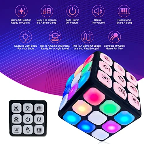 Kidbro Light Up Galaxy Cube Game - Flashing Handheld Simon Says Brain & Memory Games For Kids - Sensory Travel Toys For Autism - Cool Toy Birthday Gifts For 6-12 Year Old Boys 4 Kidbro Light Up Galaxy Cube Game - Flashing Handheld Simon Says Brain & Memory Games For Kids - Sensory Travel Toys For Autism - Cool Toy Birthday Gifts For 6-12 Year Old Boys - Image 2