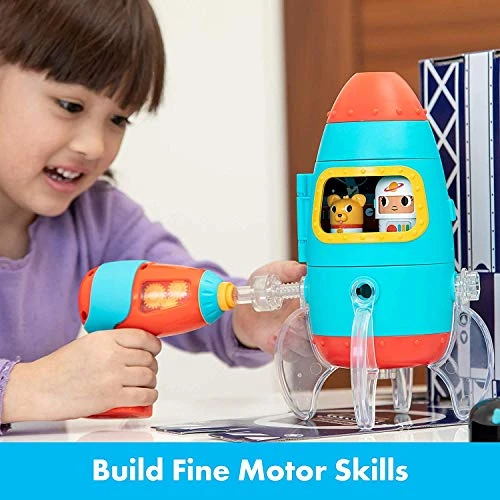 Educational Insights Design & Drill Bolt Buddies Rocket Take Apart Toy With Electric Toy Drill, Preschool STEM Toy, Gift For Boys & Girls, Ages 3+ 4 Educational Insights Design & Drill Bolt Buddies Rocket Take Apart Toy With Electric Toy Drill, Preschool STEM Toy, Gift For Boys & Girls, Ages 3+ - Image 2