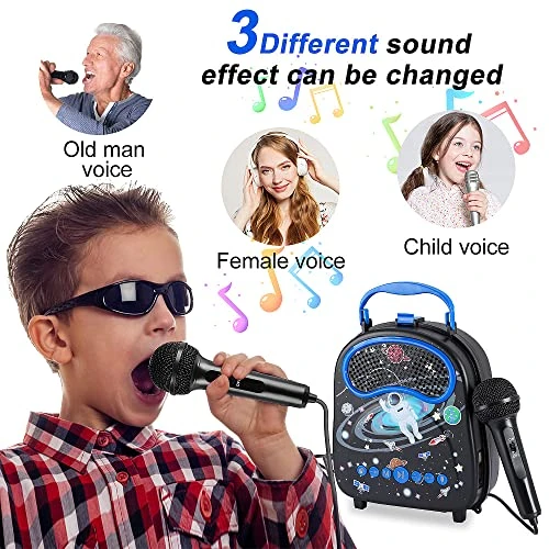 Kids Karaoke Machine For Boys Girls With 2 Microphone Portable Toddlers Singing Speaker Children Karaoke Toys With Voice Changer,Gifts For Birthday Holiday Christmas 5 Kids Karaoke Machine For Boys Girls With 2 Microphone Portable Toddlers Singing Speaker Children Karaoke Toys With Voice Changer,Gifts For Birthday Holiday Christmas - Image 3