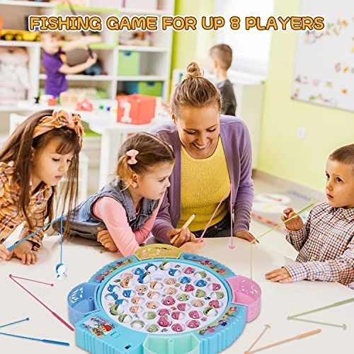 Magnetic Fishing Game Toys, Rotating Board Game With Music Including 45 Fishes And 8 Fishing Poles, Party Game Toys For Kids Age 3 4 5 6 7 And Up 6 Magnetic Fishing Game Toys, Rotating Board Game With Music Including 45 Fishes And 8 Fishing Poles, Party Game Toys For Kids Age 3 4 5 6 7 And Up - Image 4