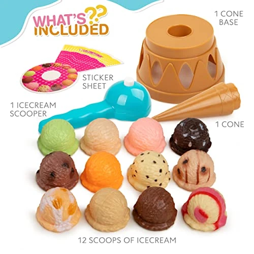 Smart Novelty Ice Cream Toy Stacking Tower - Balancing And Stackable Scoop Ice Cream Play Set For Toddlers, Frozen Dessert Food Games For Kids Aged 3+ 4 Smart Novelty Ice Cream Toy Stacking Tower - Balancing And Stackable Scoop Ice Cream Play Set For Toddlers, Frozen Dessert Food Games For Kids Aged 3+ - Image 2