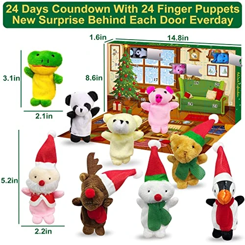 AMENON Christmas Advent Calendar 2022 Plush Finger Puppets Toys For Kids, 24 Days Christmas Countdown 19 Animals + 5 Xmas Figures Christmas Stocking Stuffers Party Favors Gifts For Girls Boys Toddlers 4 AMENON Christmas Advent Calendar 2022 Plush Finger Puppets Toys For Kids, 24 Days Christmas Countdown 19 Animals + 5 Xmas Figures Christmas Stocking Stuffers Party Favors Gifts For Girls Boys Toddlers - Image 2