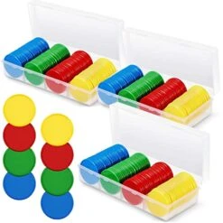 300 Pieces Plastic Poker Chips With Storage Box Counters Chip Poker Chips Set For Adults Poker Game Counters Kids Play Game Bingo Learning Math Counting