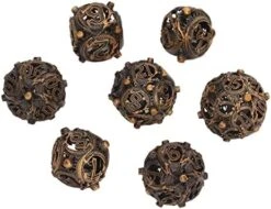 7Pcs Hollow Dice Kit,Copper Stool Portable Rolling Sculpting Metal Polygonal Dice Kit Suitable For Chessboard Games (Bloodstained) -Folkmanis Toys Shop 516UkEyr5HL. AC